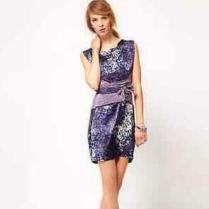 EDUN Sleeveless Floral Silk Dress In Mix Print W/ Belt